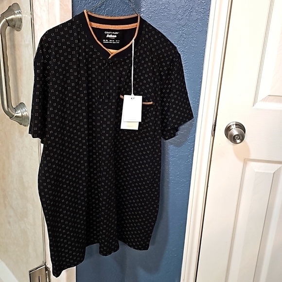 NWT Craft + Flow Men's 3 Button Black/Brown short sleeved shirt 2XL - Picture 9 of 13